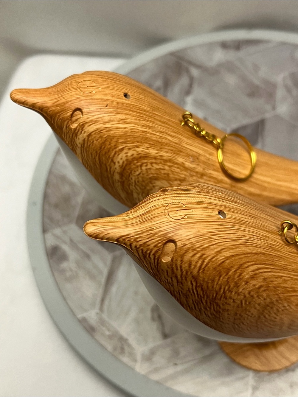 Set of 2 Bird Shaped LED Night Lights Wood Grain USB Rechargeable Table Lamps - Picture 13 of 13